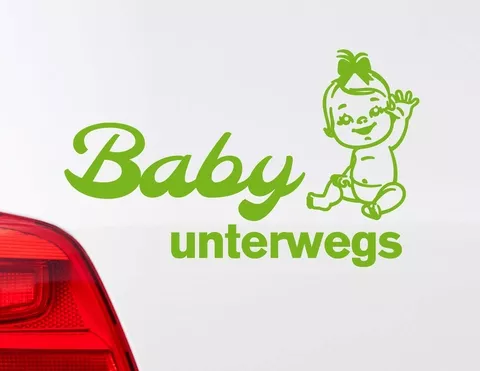 Autoaufkleber "Baby-Girl unterwegs" mit Babyfigur + Schleife