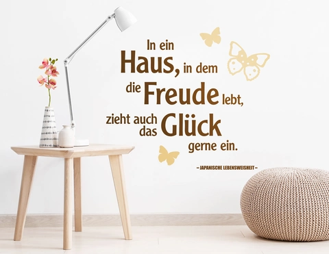 Wandtattoo „Schöne Augenblicke Sind Das Glück Des Lebens“ – Mit Vögeln, Dunkelgrau, 140x44cm (inkl. Montagehilfe)