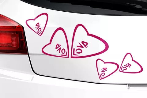 Autoaufkleber "Schmetterlinge im Bauch" mit 5 süße Herzen   Autoaufkleber "Schmetterlinge im Bauch" mit 5 süße Herzen