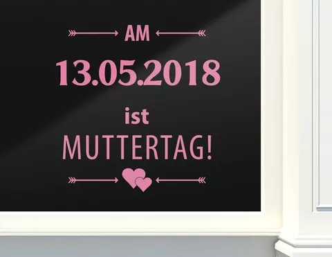 Schaufenster-Aufkleber: Muttertag mit Wunschdatum