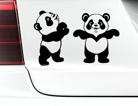 Autoaufkleber "Babypandas Mia & Momo" mit zwei Knuddelbären Autoaufkleber "Babypandas Mia & Momo" mit zwei Knuddelbären