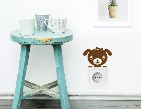 Wandtattoo Hundebaby für Lichtschalter und Steckdose
