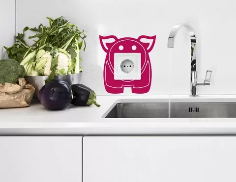 Wandtattoo Schweinchen Oink für die Steckdose