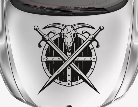 Autoaufkleber Battle of Vikings mit Schild, Schädel, Schwert Autoaufkleber Battle of Vikings mit Schild, Schädel, Schwert