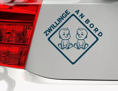 Autoaufkleber "Happy Boy Twins" mit zwei Zwillings-Jungen Autoaufkleber "Happy Boy Twins" mit zwei Zwillings-Jungen