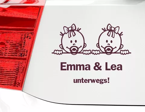 Autoaufkleber "Happy Girl Twins" bringen doppeltes Glück Autoaufkleber "Happy Girl Twins" bringen doppeltes Glück