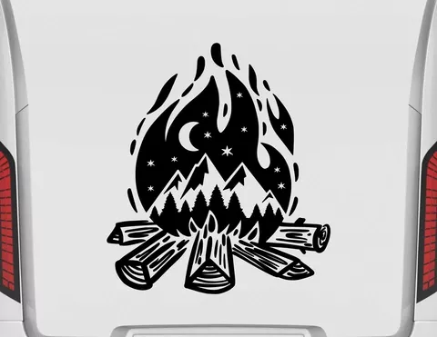 Autoaufkleber Bergliebe & Lagerfeuer
