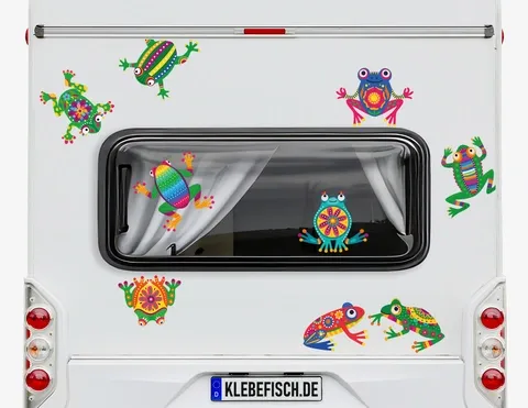 Wohnmobil-Aufkleber Funky Frosch-Familie