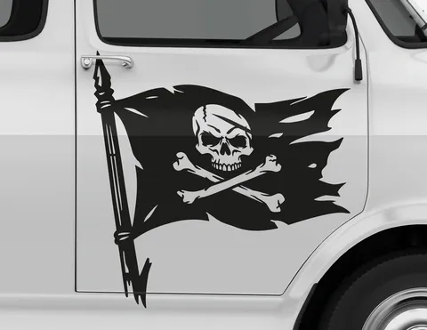 Wohnmobil-Aufkleber Piratenflagge mit Totenkopf
