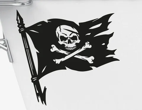 Bootsaufkleber Piratenflagge mit Totenkopf