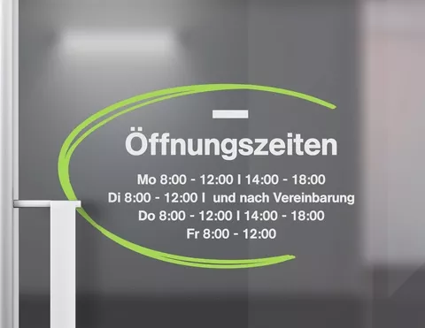 Öffnungszeiten-Aufkleber Halbkreis