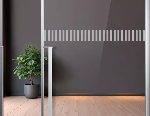 Durchlaufschutz Balken Reihe Milchglasfolie silbergrau