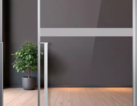 Durchlaufschutz Streifen Milchglasfolie silbergrau