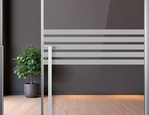 Durchlaufschutz 5 Streifen aus Milchglasfolie silbergrau