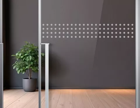 Durchlaufschutz 4 Punkt Muster aus Milchglasfolie silbergrau