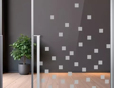 Glasmarkierung Quadrate Milchglasfolie silbergrau