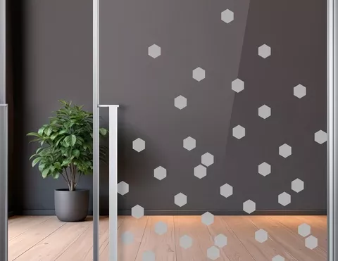 Glasmarkierung Hexagon Milchglasfolie silbergrau