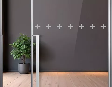 Durchlaufschutz 4-zackige Sterne Milchglasfolie silbergrau