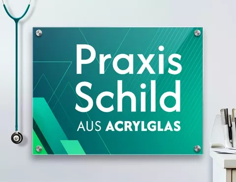Praxis-Schild aus Acrylglas mit eigenem Motiv