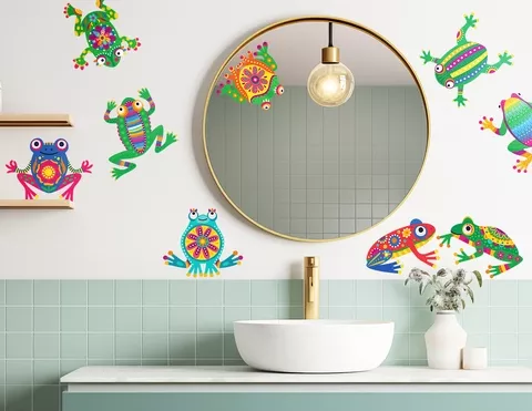 Wandtattoo Funky Frosch-Familie