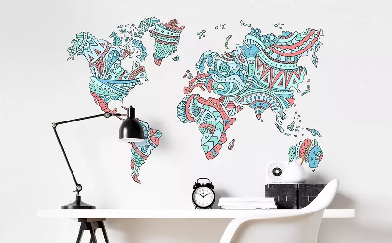 Wandtattoo Weltkarte