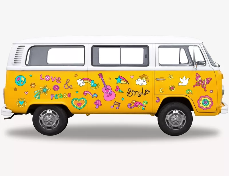 Autoaufkleber Happy Hippie Doodles