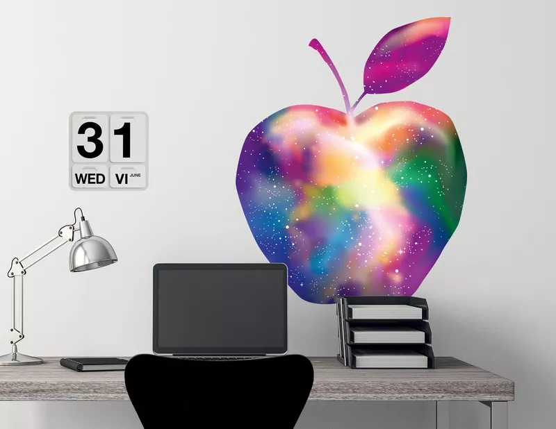 Wandtattoo Apfel mit Regenbogen-Galaxie Wandtattoo Apfel mit Regenbogen-Galaxie