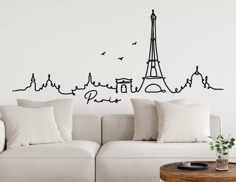 Wandtattoo Line-Art Skyline Paris