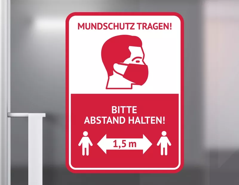 Aufkleber Abstand halten & Maske tragen Aufkleber Abstand halten & Maske tragen