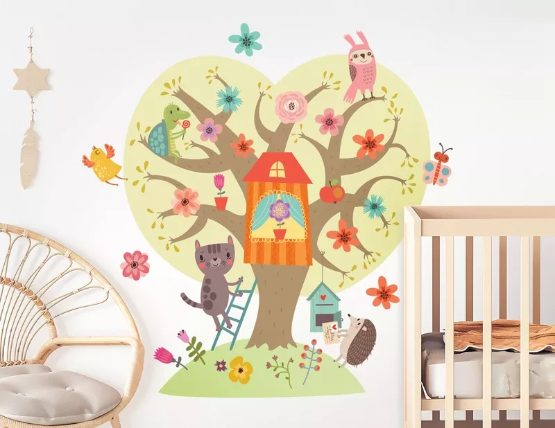 Wandtattoo Vogelgesang im Rosenbaum