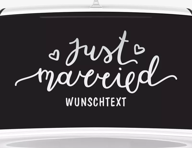 Autoaufkleber Two Hearts Just Married