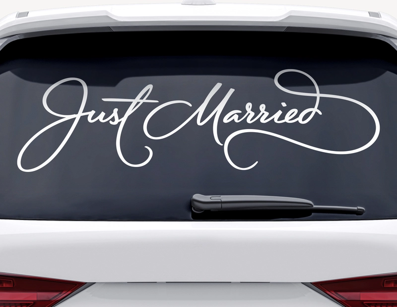 Just Married Schriftzug – Silberner Flitter-Streuartikel, Ca. 6,5 X 15 Cm
