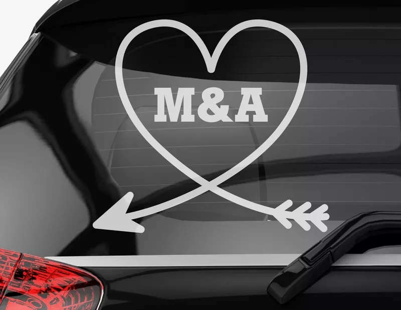 Autoaufkleber Initialen der Liebe