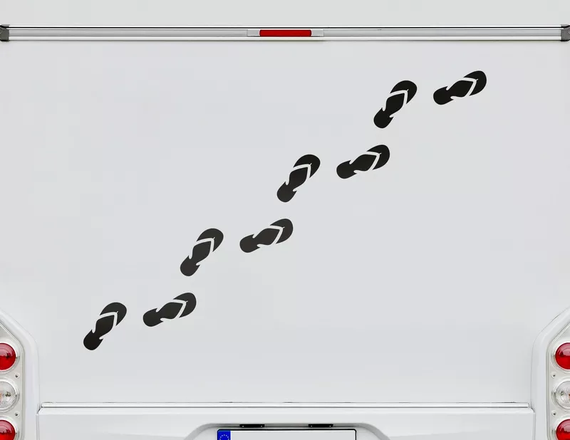 Autoaufkleber Strandschlappen Fußspur