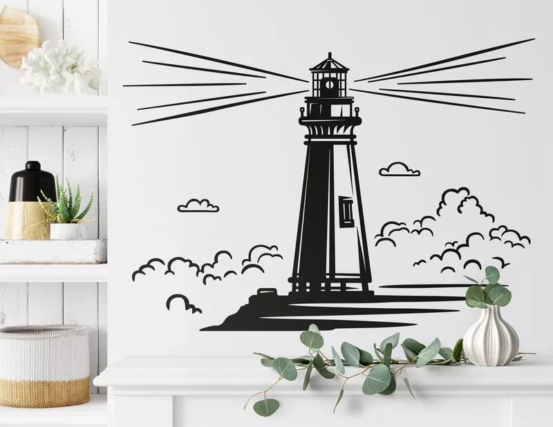 Wandtattoo Leuchtturm am Pier