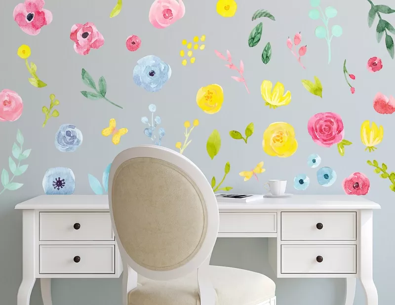 Wandtattoo Blütenschauer Aquarell