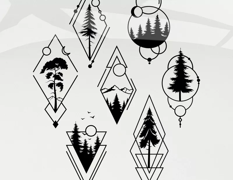 Autoaufkleber Geometric Tree Collection