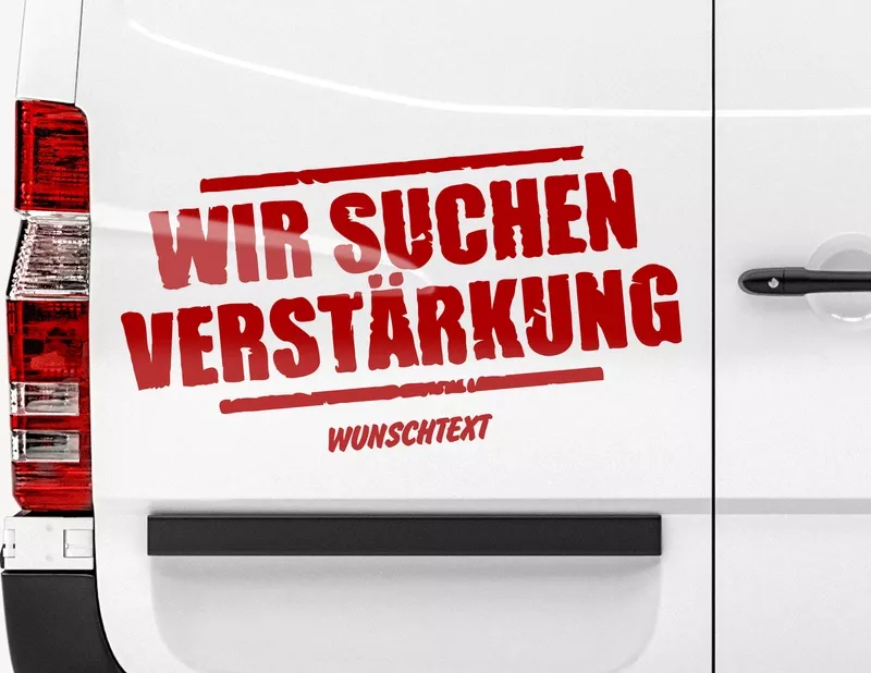 Autoaufkleber Wir suchen Verstärkung Stempel Autoaufkleber Wir suchen Verstärkung Stempel