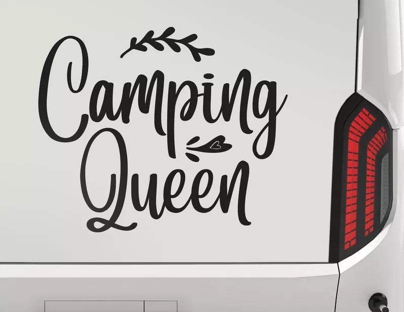 Autoaufkleber Camping Queen Lettering