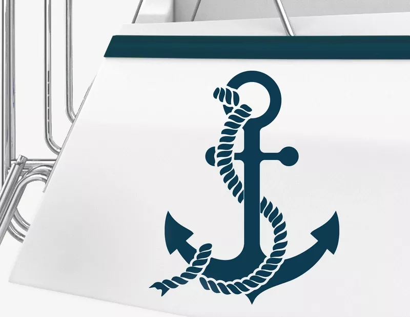 Bootsaufkleber Anker mit Tau Bootsaufkleber Anker mit Tau