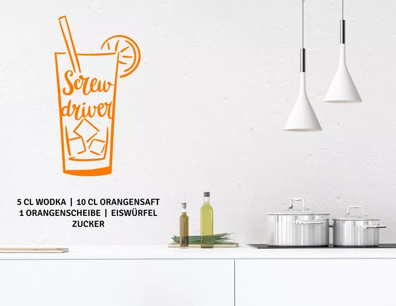 Wandtattoo Cocktail Screwdriver nur echt mit Schraubendreher