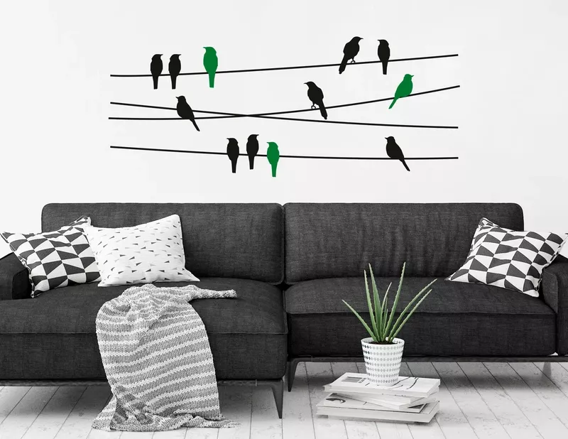 Wandtattoo Vögel auf der Leine