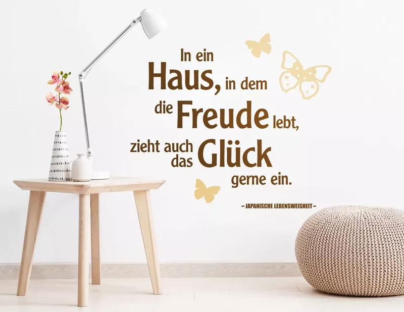 Wandtattoo "Freude & Glück" mit japanischer Lebensweisheit