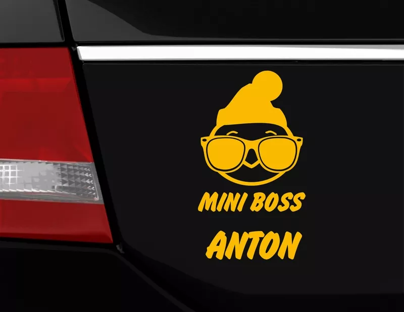 Wer ist hier der Boss? Autoaufkleber "Mini Boss" für's Auto Wer ist hier der Boss? Autoaufkleber "Mini Boss" für's Auto