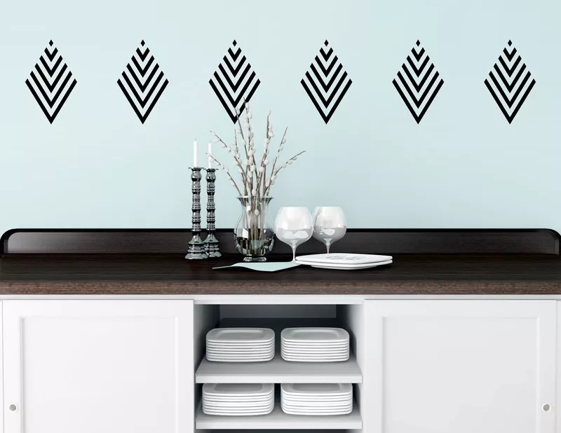 Art Nouveau - Rhomb, Wandtattoo-Set mit 6 schönen Elementen