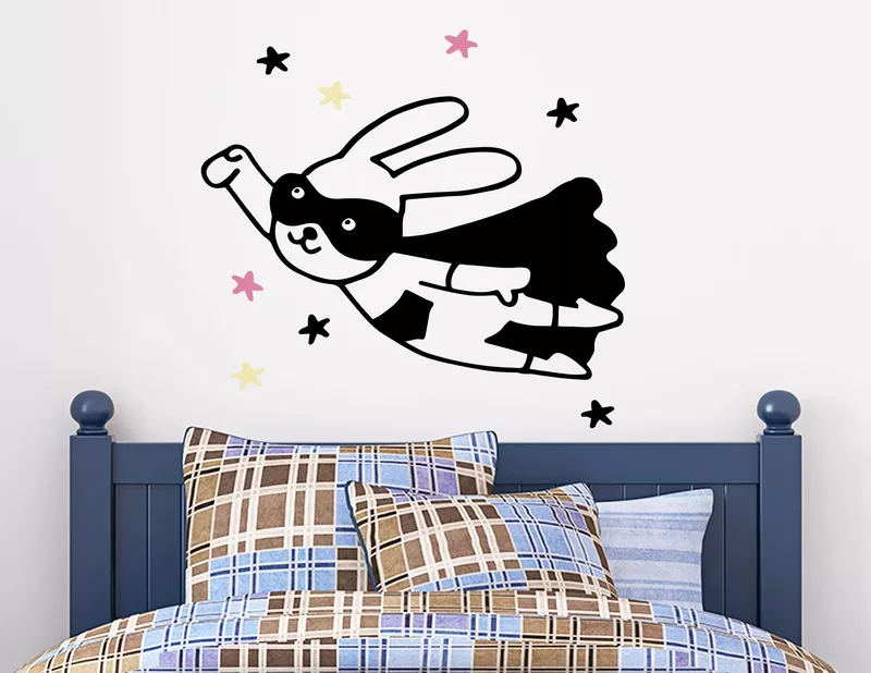 Wandtattoo „Heldenhäschen Kim“ begeistert im Comicstil