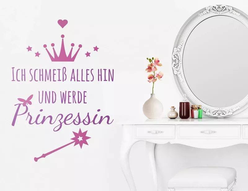 Wandtattoo „Prinzessin werden“ setzt neue Ziele