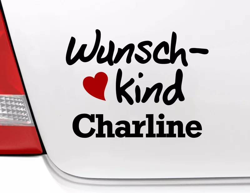 Autoaufkleber "Wunschkind" mit viel Herz und Wunschnamen Autoaufkleber "Wunschkind" mit viel Herz und Wunschnamen