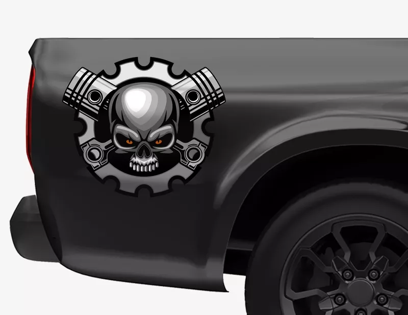 Autoaufkleber Kolben-Schädel