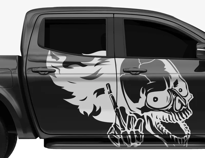 Autoaufkleber Flying Skull on Fire